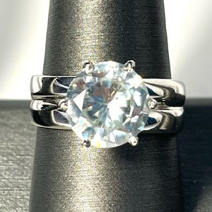 Genuine 3.70 CTs Off White Diamond Ring 925 Sterling Silver